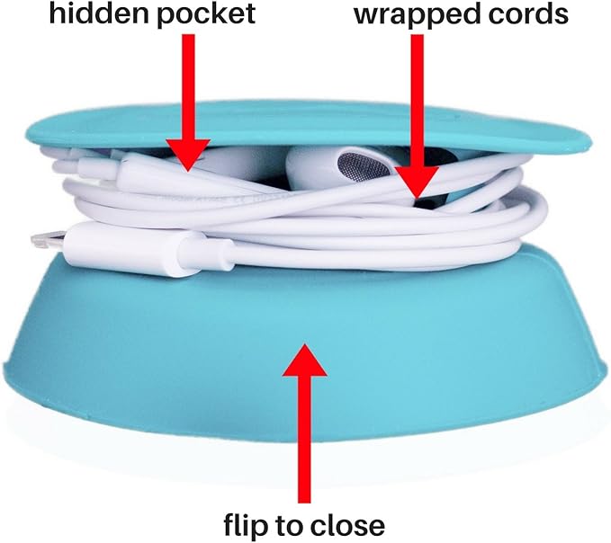 Budley - Tangle-Free Earphone/Earbud Case, Compact Storage System, Silicone (Teal, Set of 1)
