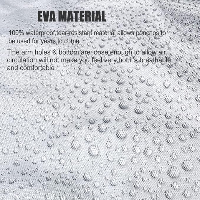 COOY Rain Coats (2 Pack) - Reusable EVA Rain Ponchos For Adults Rain Jackets Raincoats For Men Women