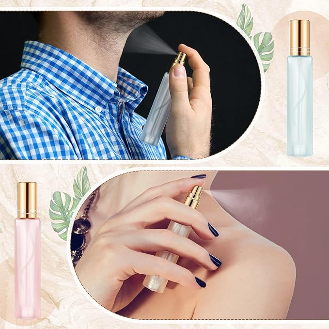 Domensi 20 Pcs 10/15/20/30 ml Perfume Travel Refillable Glass Bottles Spray Bottle Perfume Atomizer for Cologne Dispenser Leak-proof Fragrance Bottles Atomizer Pump Kit (10 ml,Folral Color)