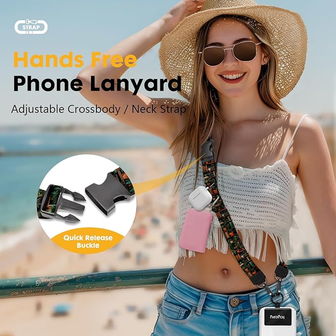 Icycay Phone Lanyard Crossbody, Plant Bookshelf Cell Phone Strap for Around The Neck Adjustable, Anti Theft Cute Lanyard for ID Holder Keys Accessories Travel Essential