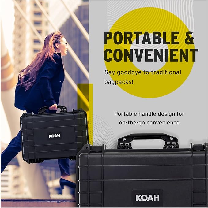 Koah Weatherproof Hard Case with Customizable Foam (18 x 14 x 7 Inch)