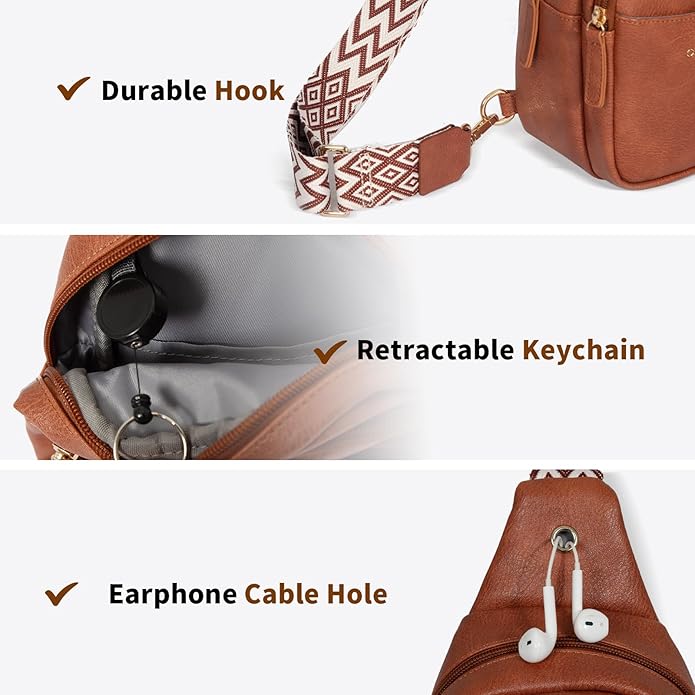OSOCE Crossbody Bags for Women Sling Bag Anti Theft PU Leather Travel Chest Purse Small Adjustable Strap Fits Large Phone