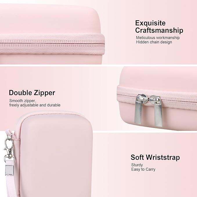 RAIALL Carrying Case for KODAK PIXPRO C1 Friendly Zoom Digital Camera, Point and Shoot Vlogging Camera Hard Travel Bag, Mesh Pocket for Charging Adapter, SD Card, USB Cable and Batteries, Pink