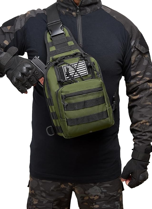 Small Tactical Sling Bag for Men with Holster Military EDC Shoulder Bag CCW Crossbody Bag 7 Liters