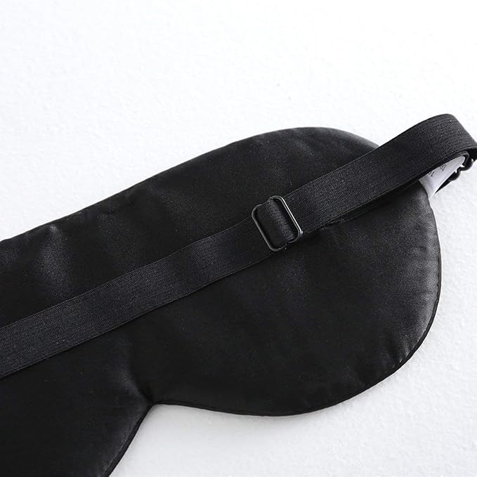 Tim & Tina 100% Silk Sleep Mask Comfortable,Super Soft Blindfold Eye mask Block Light for Sleeping,Shift Work,Naps,Travel,Yoga with Adjustable Strap (Black)