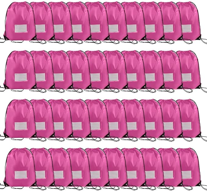 40 Pcs Drawstring Bags,Bulk Draw String Backpack, DIY Gym Sports Cinch Bag Sackpack for Women Men, Pink