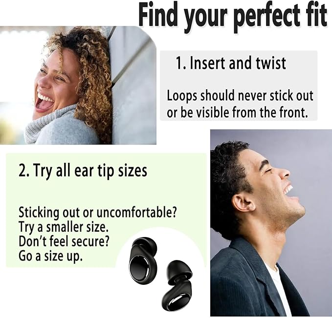 Ear Plugs for Sleeping, 45dB Noise Cancelling & Reusable Silicone Earplugs - Noise Reduction for Snoring, Concerts, Airplane Travel, Side Sleepers, Includes 6 Tips (Obsidian) (Black)