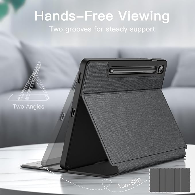 JETech Case for Samsung Galaxy Tab S10 Lite / S10 FE / S9 FE 10.9-Inch with S Pen Holder, Slim Folio Stand Protective Tablet Cover, Multi-Angle Viewing (Black)