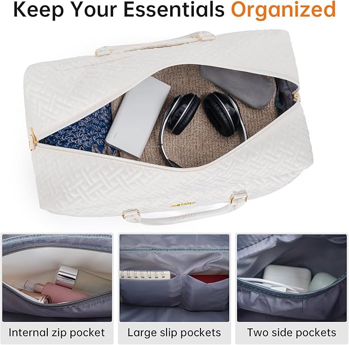 Weekender Bag for Women, 5 Pcs Set Carry on Overnight Bag, 21" Travel Duffel Bag with Waterproof Shoe Compartment for Weekend Travel Business Trip