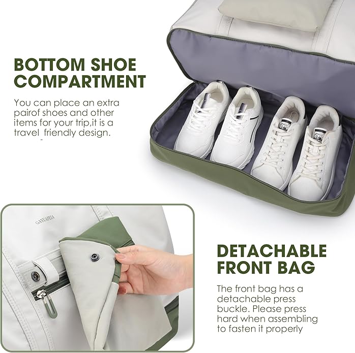 Women's Weekender bag Travel Duffel Bag with Shoe Compartment 21-inch Airline-Approved Carry-On, 2-Piece Overnight Bag Set Personal Item Luggage