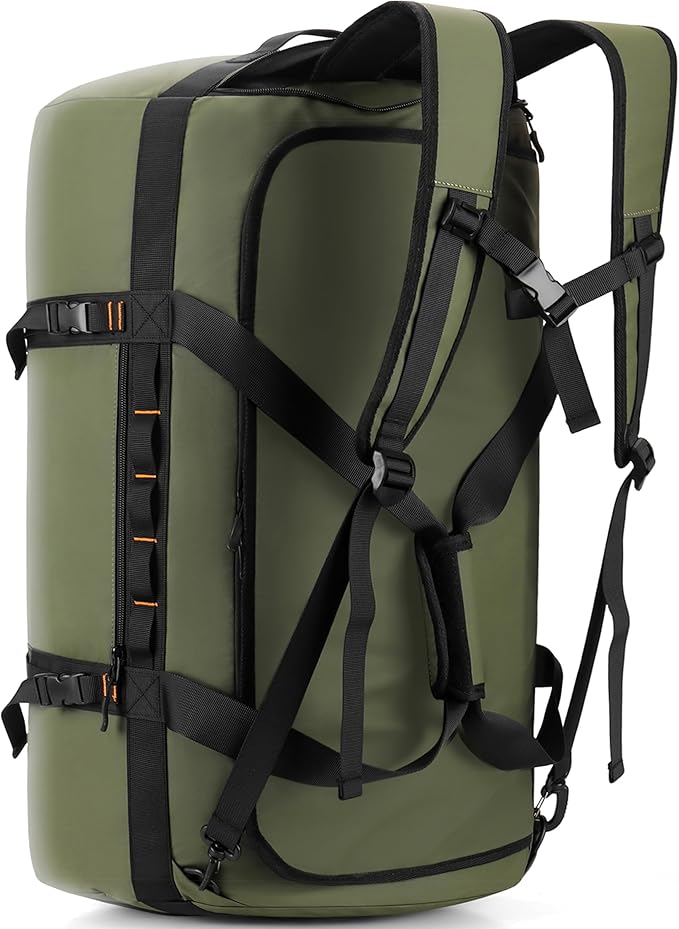 Hulongo 40L/60L/90L Large Waterproof Duffle Bag Backpack for Men, Mens Duffel Backpack Bags for Traveling, Heavy Duty (Green, 40L)