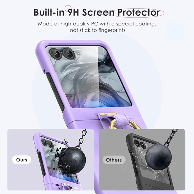Maxdara for Motorola Razr 2026/2025/2024 Case with Ring [Not Fit Ultra or Plus], Moto Razr 2026 & Razr 2025 Case with Built-in Screen Protector Slim Thin Cover(Purple)