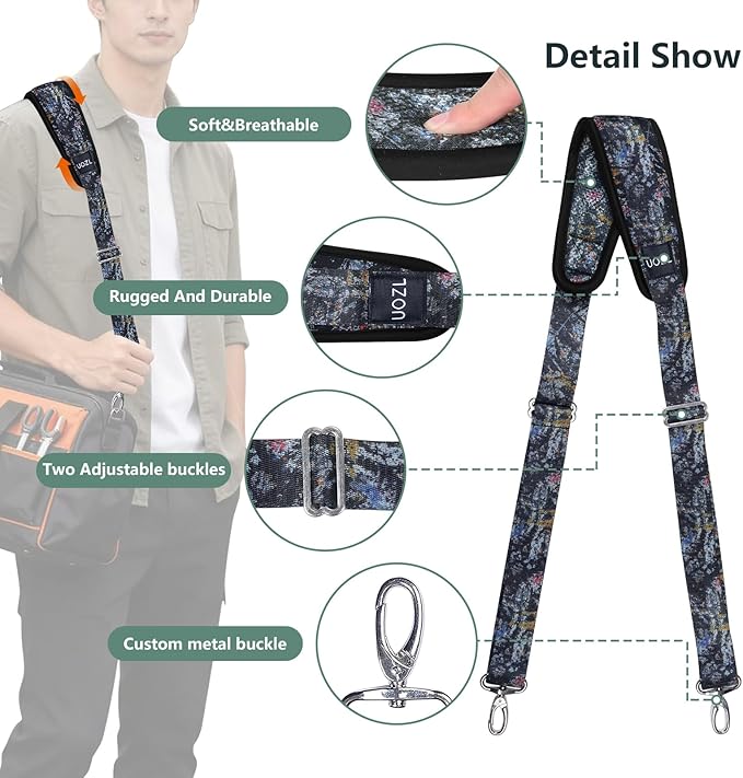 67 Inch Shoulder Straps, Soft with Ultra-Thick Fixed Shoulder Pad, Two Way Independently Adjustable Buckle Replacement Straps for Laptop Bag Messenger Bag Tool Bag Luggage,MixBlack