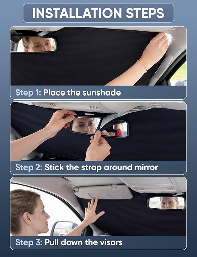 Autovir Windshield Sun Shade Fit for 2017-2023 2024 2025 Audi A4 Sunshade, Front Car Window Shades Sun Visor, Blocks UV Rays & Heat, Car Accessories