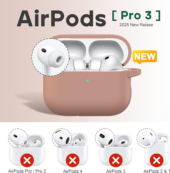 R-fun for AirPods Pro 3 Case (2025), Soft Silicone Protective Case Cover Compatible with Apple AirPods Pro 3rd Generation (USB-C Cable) for Women Men with Cleaning Kit and Keychain, Milk Tea