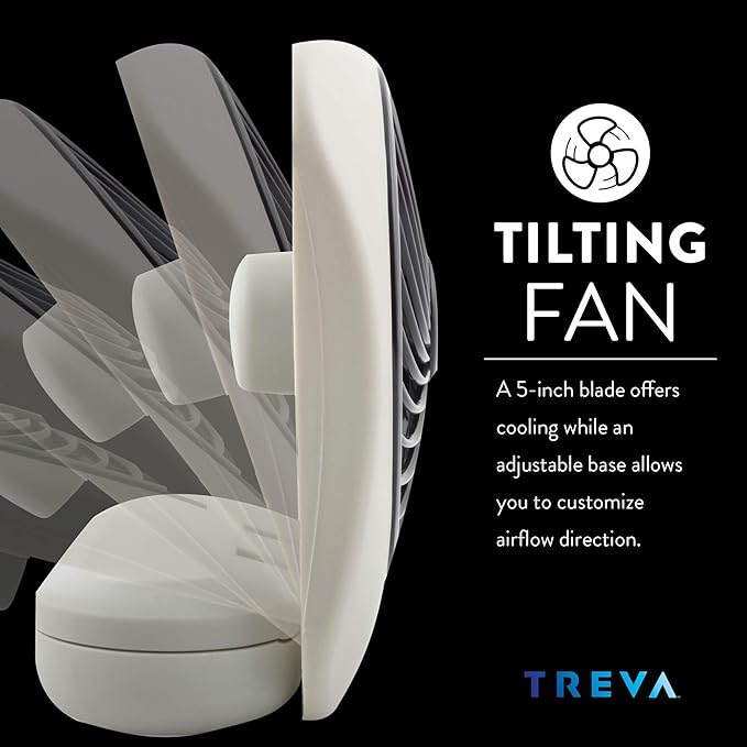 O2COOL Treva 5 Inch Battery Powered Fan Portable Desk Fan 2 Cooling Speeds with Compact Folding & Tilt Design Cubicle Accessories Small Portable 2 Pack (Grey)