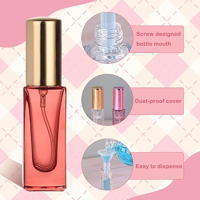 5pcs 6ml Refillable Perfume Bottle Travel Atomizer Set - Glass, Multi Color, High Precision Nozzle
