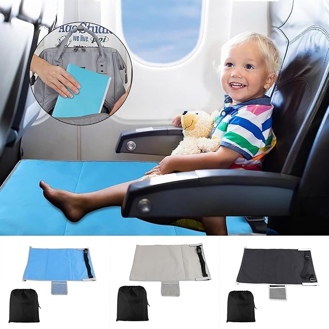 Toddler Airplane Bed, Kids Seat Extender Travel Bed, Portable Long Trip Flyaway Kid Seat Footrest, Must Have for Infant Sleeping & Rest, Toddler Travel Essential for Airplane (Black)