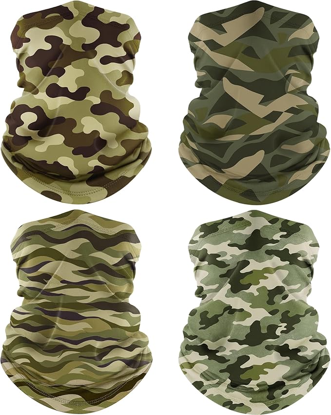 ROXUN 4 Pack Neck Gaiter, Cooling Breathable Face Mask UV Protection Scarf Hiking Bandana for Men/Women