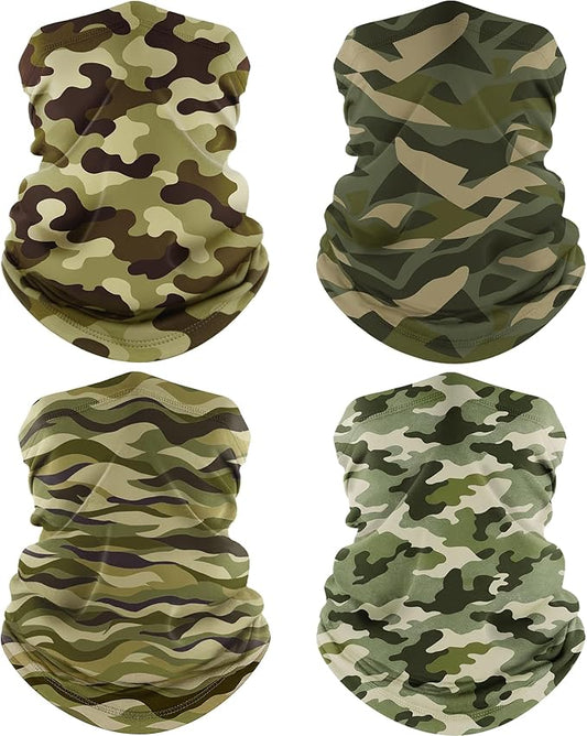 ROXUN 4 Pack Neck Gaiter, Cooling Breathable Face Mask UV Protection Scarf Hiking Bandana for Men/Women