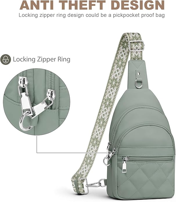 SYTRAH Sling Bag for Women, Anti-Theft RFID Crossbody Bag Nylon Sling Purse for Travel, Puffy Small backpack