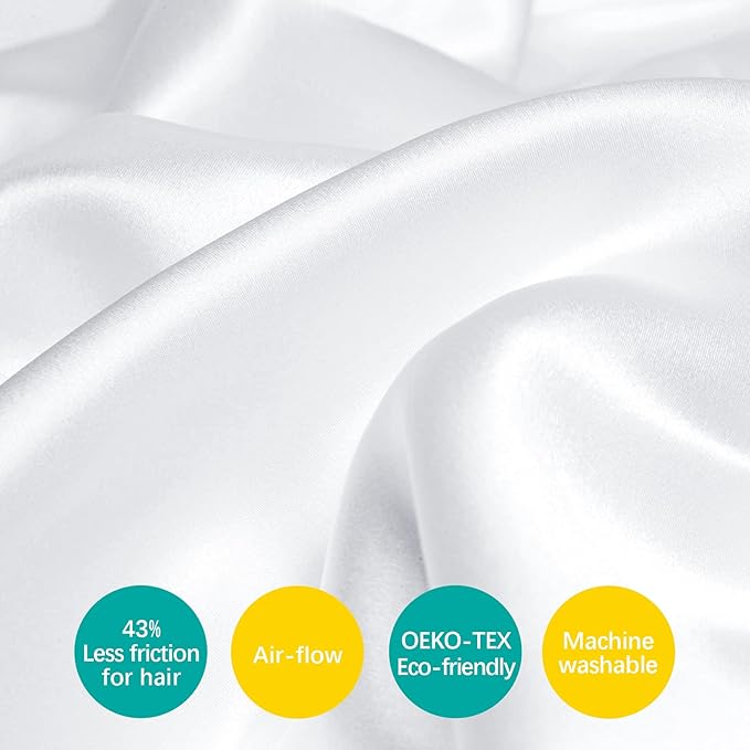 Satin 2 Pack Kids Toddler Pillowcase for Children Toddler Pillows 13"x 18" or 14"x19", Envelope Travel Toddler Pillow Cover Case, White