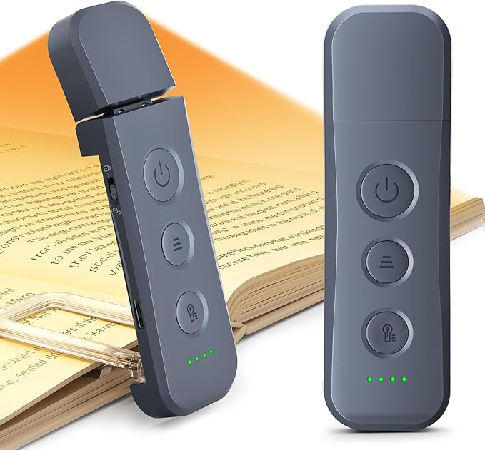 Glocusent 12 LED Book Light, Reading Lights for Books in Bed with 5 Colors & 5 Brightness, Portable Clip on Reading Light, USB-C Rechargeable for 200H with Travel Lock, Perfect Gifts for Book Lovers