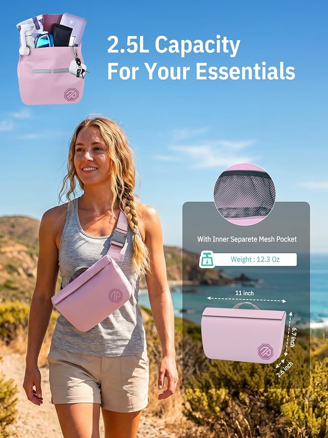 niphean IPX7 Waterproof Fanny Pack with Magnetic One-Hand Closure, Durable Waterproof Dry Bag, for Kayaking, Paddle Boarding, Beach Cruise Essentials, 2.5L Phone Pouch Dry Bags for Men Women