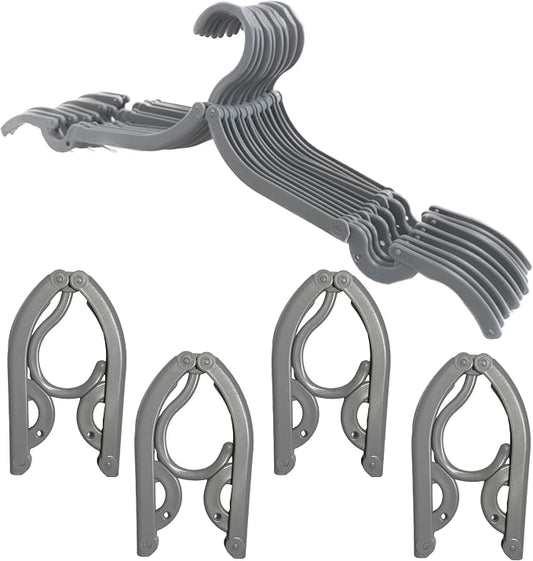 12 Pcs Travel Hangers - Foldable & Collapsible for Suitcase & Clothes - Portable Travel Accessories