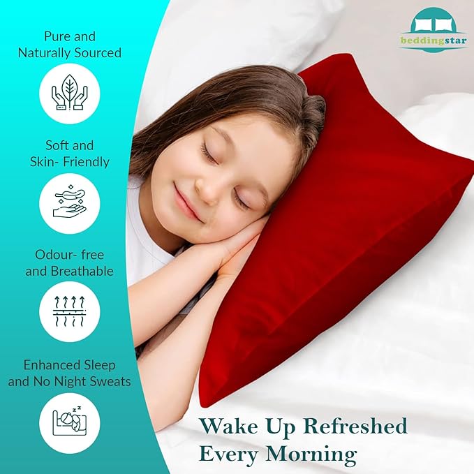 Travel Pillow Case 12x16 Set of 2 Zipper Closure Toddler Pillowcase 600 Thread Count 100% Egyptian Cotton Soft & Skin Friendly Travel Pillow Covers 12x16 Inches, Red