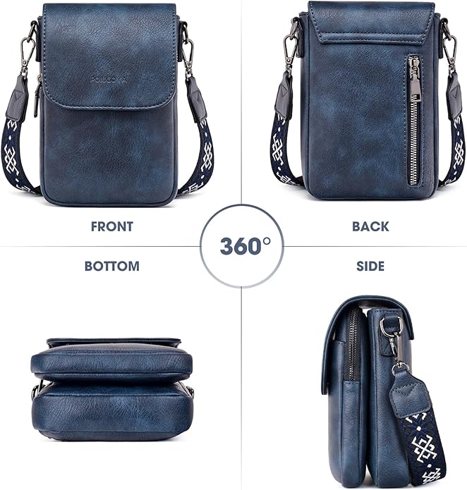 POIUGOYA Crossbody Bags for Women,Small Crossbody Purse with Triple Compartments,Cell Phone Wallet with Card Slots for Travel | Small