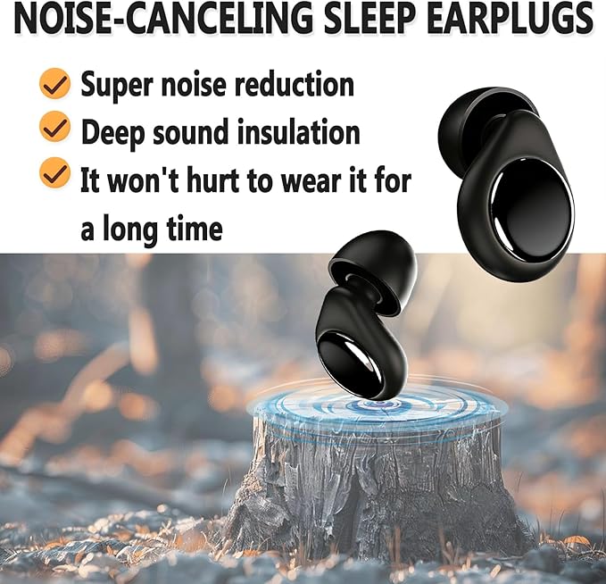 Ear Plugs for Sleeping, 45dB Noise Cancelling & Reusable Silicone Earplugs - Noise Reduction for Snoring, Concerts, Airplane Travel, Side Sleepers, Includes 6 Tips (Obsidian) (Black)