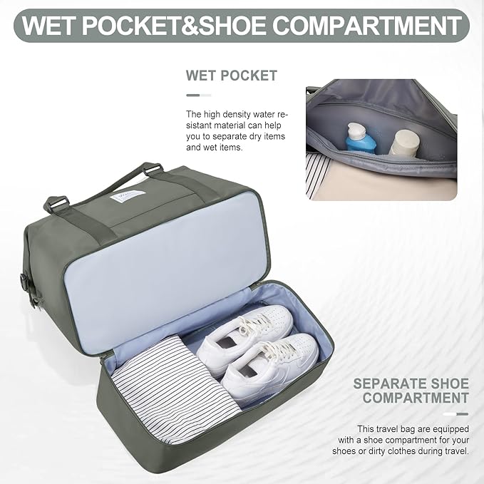 Weekender Bags for Women,Travel Duffle Overnight Bag with Shoe Compartment,Personal Item Carry On Bag,Gym Bag,3 Pcs Set