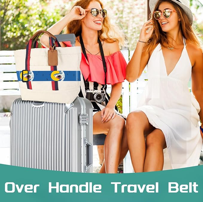 Slohif Luggage Straps for Suitcases Travel Belt Accessories Luggage Connector Identifiers 2 Pack Over Handle with Buckle Unique Nylon Adjustable Strap for Sleeping Bag Car Seat Shark
