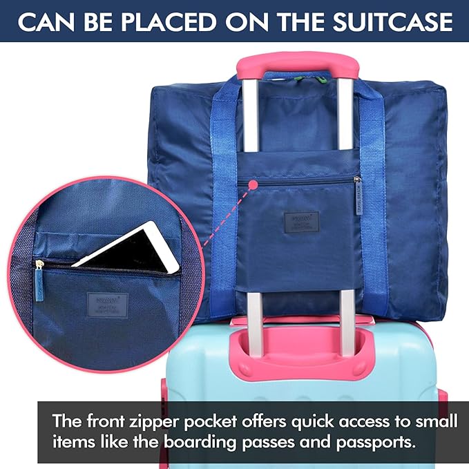 Travel Duffel Bag Lightweight Foldable Travel Bag for Women and Men Waterproof Tote Carry On Luggage Bag Weekender Overnight Bag (Blue)