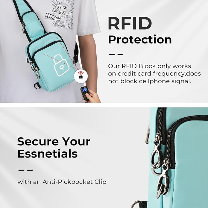 BROADREAM Sling Bag, Crossbody Bag with Anti-Theft Lock Zipper, RFID Blocking & Water Resistant for Travel Work Sport