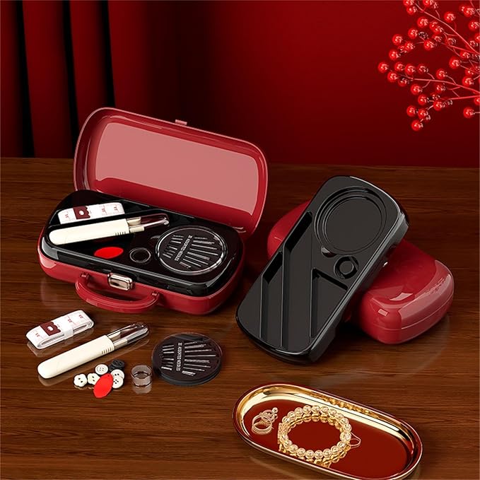 FKOG Sewing Project Kit, 151 Pcs Family Sewing Supplies Repair Kit Traveler Sewing Kit Sewing Thread Accessories DIY Sewing Supplies Organizer (Dark Red)