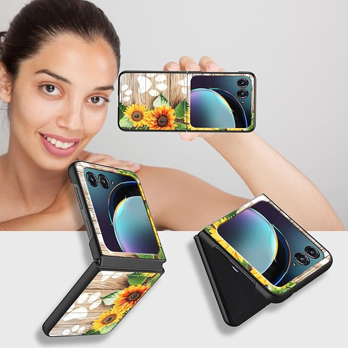 for Motorola Razr Plus 2025 Case,for Razor Plus 2025 Phone Case Cute Slim Hard PC Ultra-Thin Anti-Scratches Shockproof Protective Cover,Sunflower Wood Paw