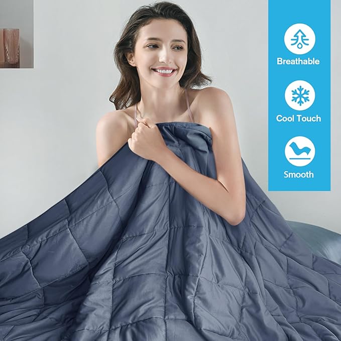 Cooling Weighted Blanket for Adults 20lbs,48"x72", Twin Full Size Heavy Throw Blanket for 180-220lbs, Microfiber Soft Thick Big Blankets Weighted Comforter Breathable Gifts for Sleeping, Grey