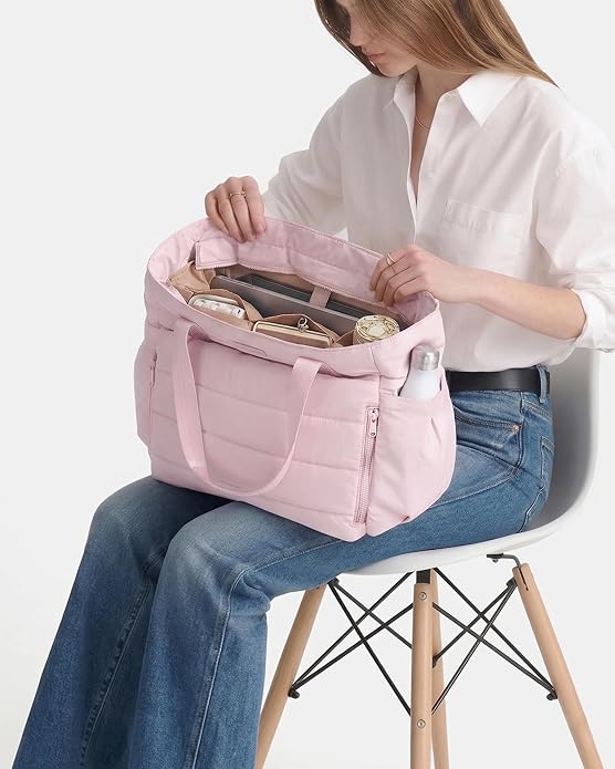 NISHEL Travel Puffy Tote Bag For Women, Ultra-Lightweight Large Tote Purse For Office Day And a Short Weekend Getaway
