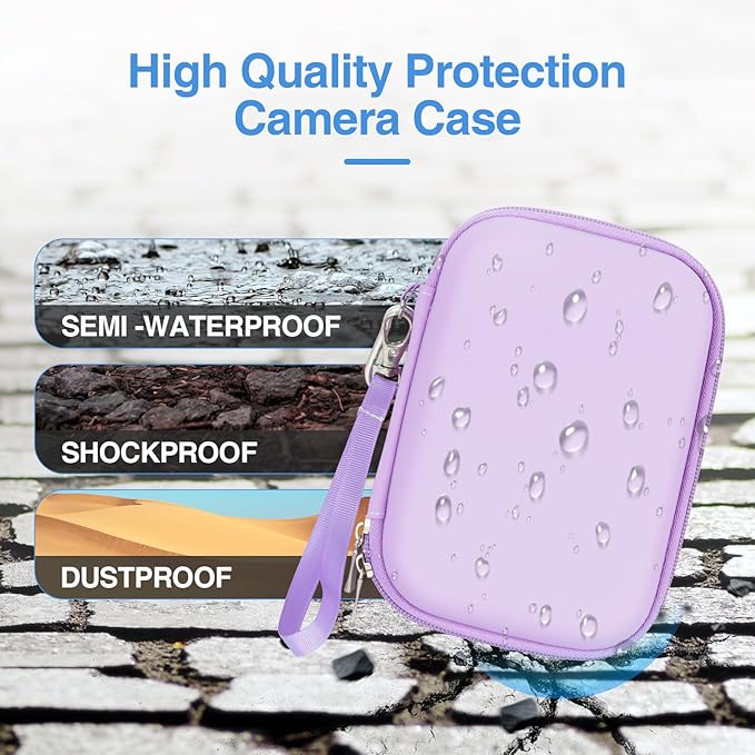 EMART Digital Camera Case, Small Camera Bag(Fit Camera Size<6"x4"x0.9") for VAHOIALD FHD 1080P/KODAK PIXPRO FZ55/CAMKORY/Lecran, Camera Carrying Case with EVA Anti-Shock Bubble(Case Only)-Purple