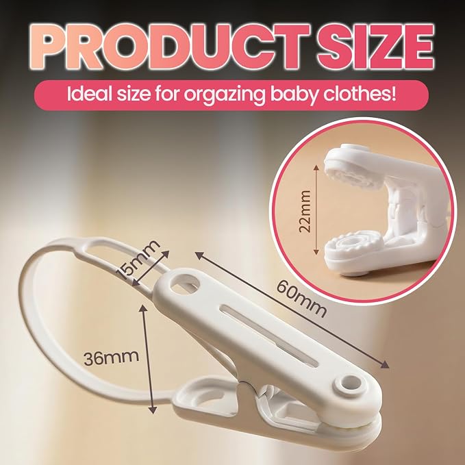 PHOBA Premium Baby Clothes and Pants Clips 48 Pack, Modern Non-Slip Hanger Clips for Nursery Organization, Space-Saving Slim Design for Toddler Laundry, Socks, and Travel, Beige and White Mix.