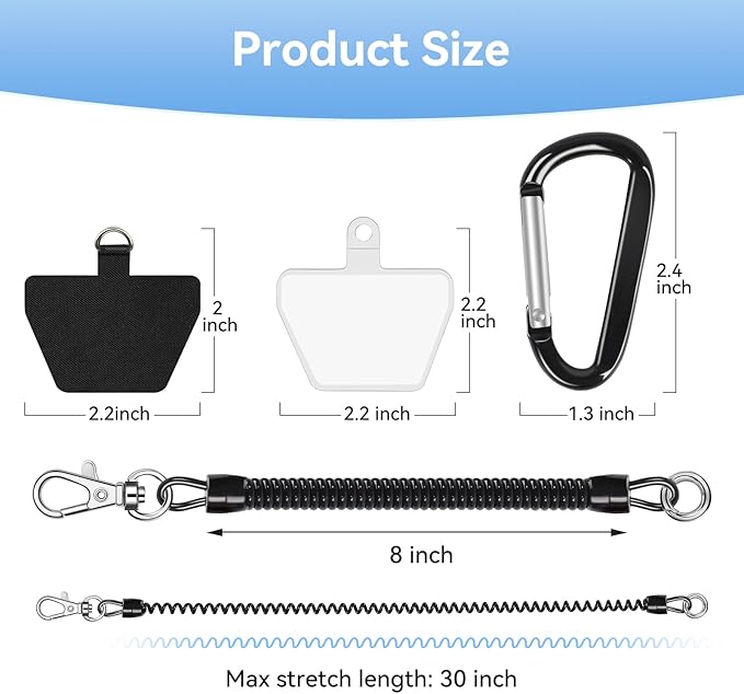 SHANSHUI Phone Lanyard Tether, Stretchy Phone Strap Patch Anchor Outdoor Climbing Hook Compatible for Most Smartphones