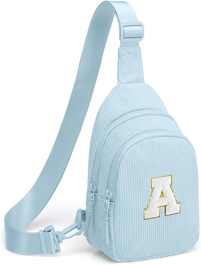 Viverte Small Corduroy Sling Bag Initial Crossbody Bag Fanny Pack for Girls Personalized Birthday Gifts for Teen Girls Gifts