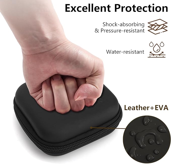 Charger Case for Macbook, Portable Tech Electronic Organizer Bag, Small Travel Storage Pouch for Laptop Accessories, MacBook Power Adapter, Charging Cords, USB Drives, Power Bank (Black PU, M)