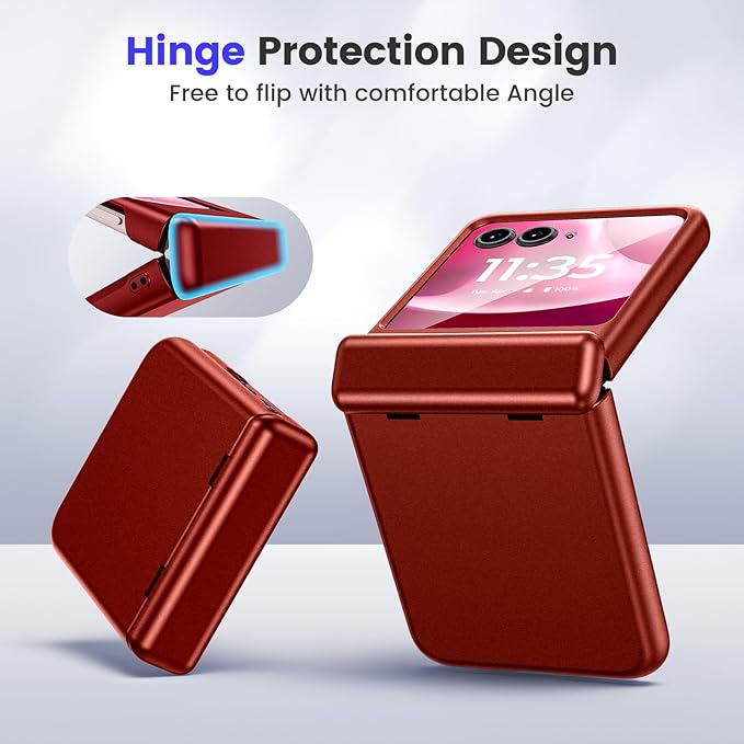 VEGO for Motorola Razr 2026/2025/2024 Case[Compatible with MagSafe][Built-in Screen Protector][Anti-Scratch] Full Body Hinge Protection Shockproof Magnetic Case for Moto Razr 2026 (Red)
