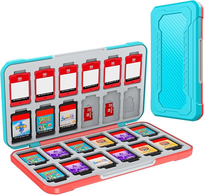 HEIYING Switch Game Case for Nintendo Switch/Lite/OLED, Memory Games Holder Case with 24 Game Card Slots and 24 Micro SD Cards Slots