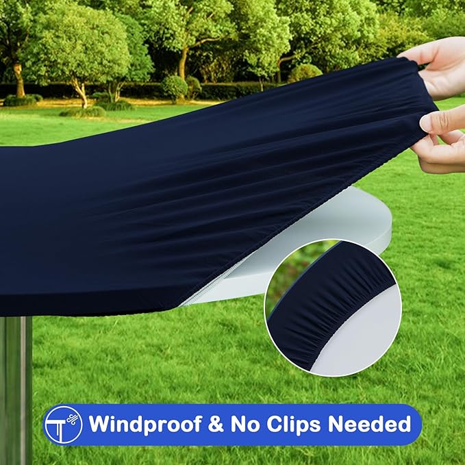 Wolkemer 4 Pack Navy Blue Fitted Tablecloth 30 Inch Round Elastic Edges Table Cloth, Spandex Stretch Table Cover with Machine Washable Fabric for Wedding Party Picnic Dining Indoor Outdoor