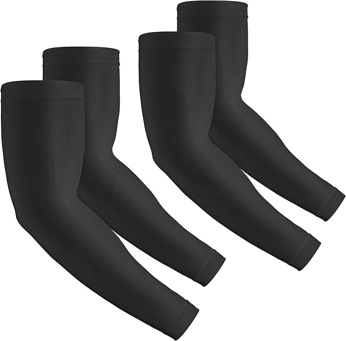2 Pairs UV Protection Cooling Arm Sleeves Compression Sun Sleeves for Men Women Youth, Tattoo Cover Up, UPF 50