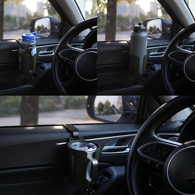 LITTLEMOLE Large Car Door Cup Holder, Vehicle Armrest Cup Holder for Almost Any Size Bottle or Can